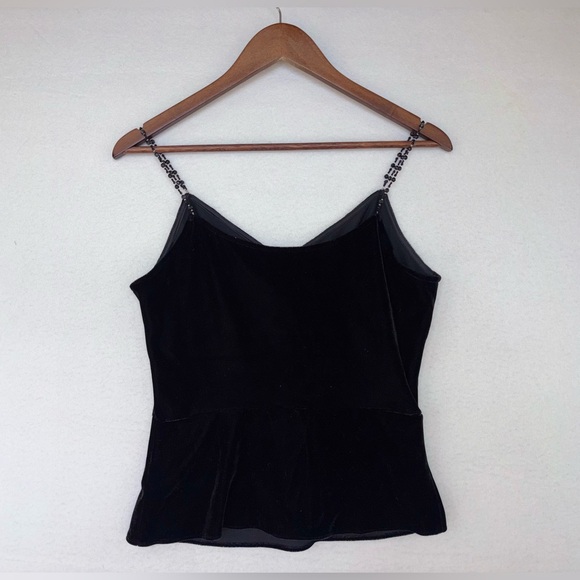 VINTAGE‎ ICE Velvet Camisole Y2K Black Top 90s Spaghetti Holiday Party Christmas - Picture 12 of 16